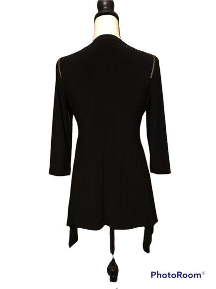 Chaus New York Black Tunic, Longer on Sides, Zipper on Shoulder, Size S - Picture 4 of 6